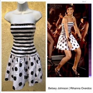 Betsey Johnson Rihanna Prom Dress Sz4 Polka Dot EC
